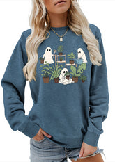 Spooky Print Crew Neck Graphic Sweatshirt